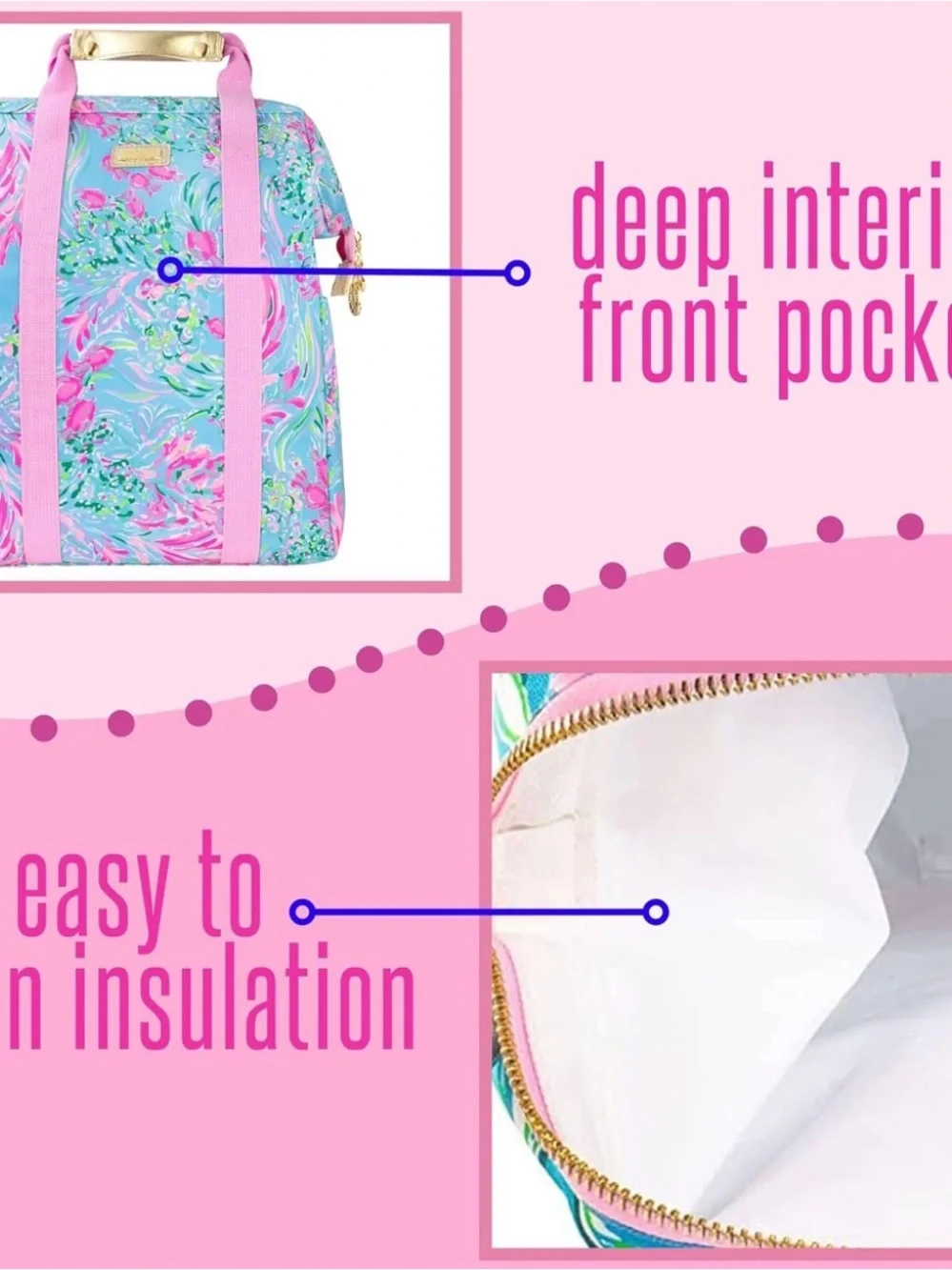NWT LILY Pulitzer Insulted Backpack Cooler bag Large Capacity, best fishes